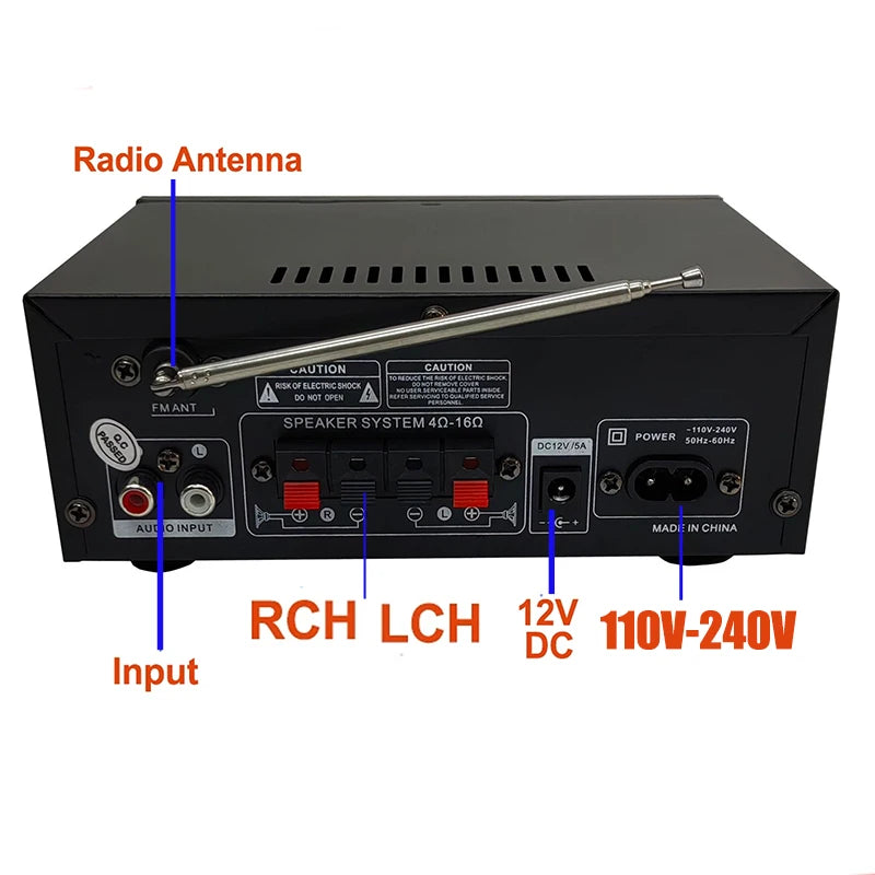 Bluetooth Stereo Audio Amplifier High Power 2.0 Channel