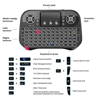 Mini Wireless Bluetooth Keyboard Backlit USB for Android PC