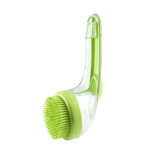 Pet Bath Brush Silicone Long Handle with Shampoo Dispenser