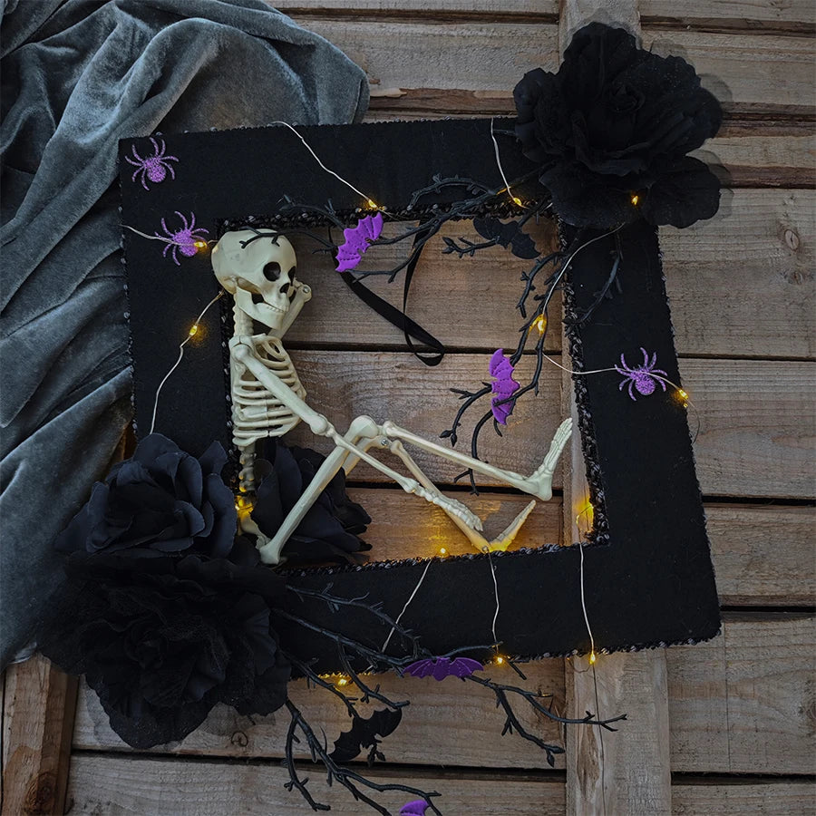 Skeleton Wreath Halloween Photo Frame Door Decoration