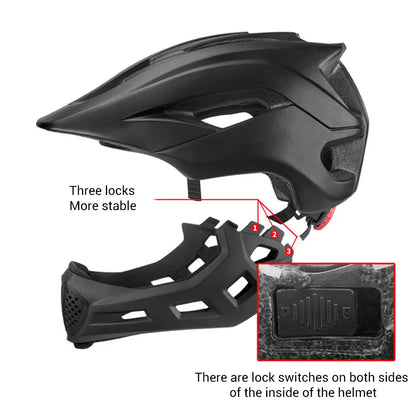 Kids Bike Helmet Full Face with Detachable Chin Guard