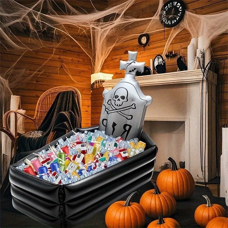 Halloween Skeleton Ice Bucket Inflatable Coffin Cooler
