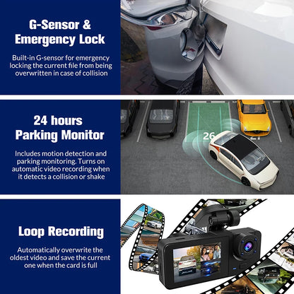 Dashcam Car WiFi Triple Lens 1080P HD Night Vision