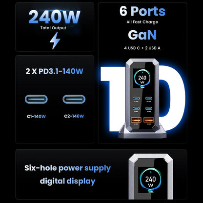 Charger GaN 240W USB C Desktop Fast Charging