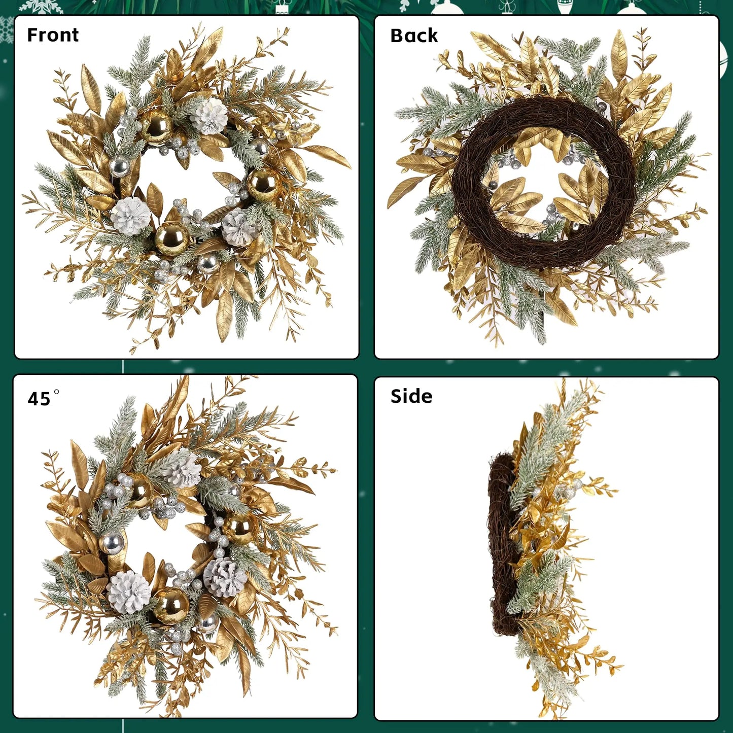 Christmas Wreath Artificial Pine Cone Round
