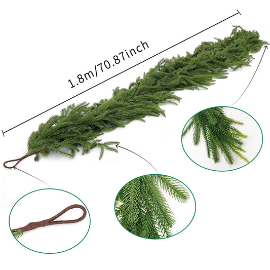 Christmas Garland with Norfolk Pine Artificial Greenery