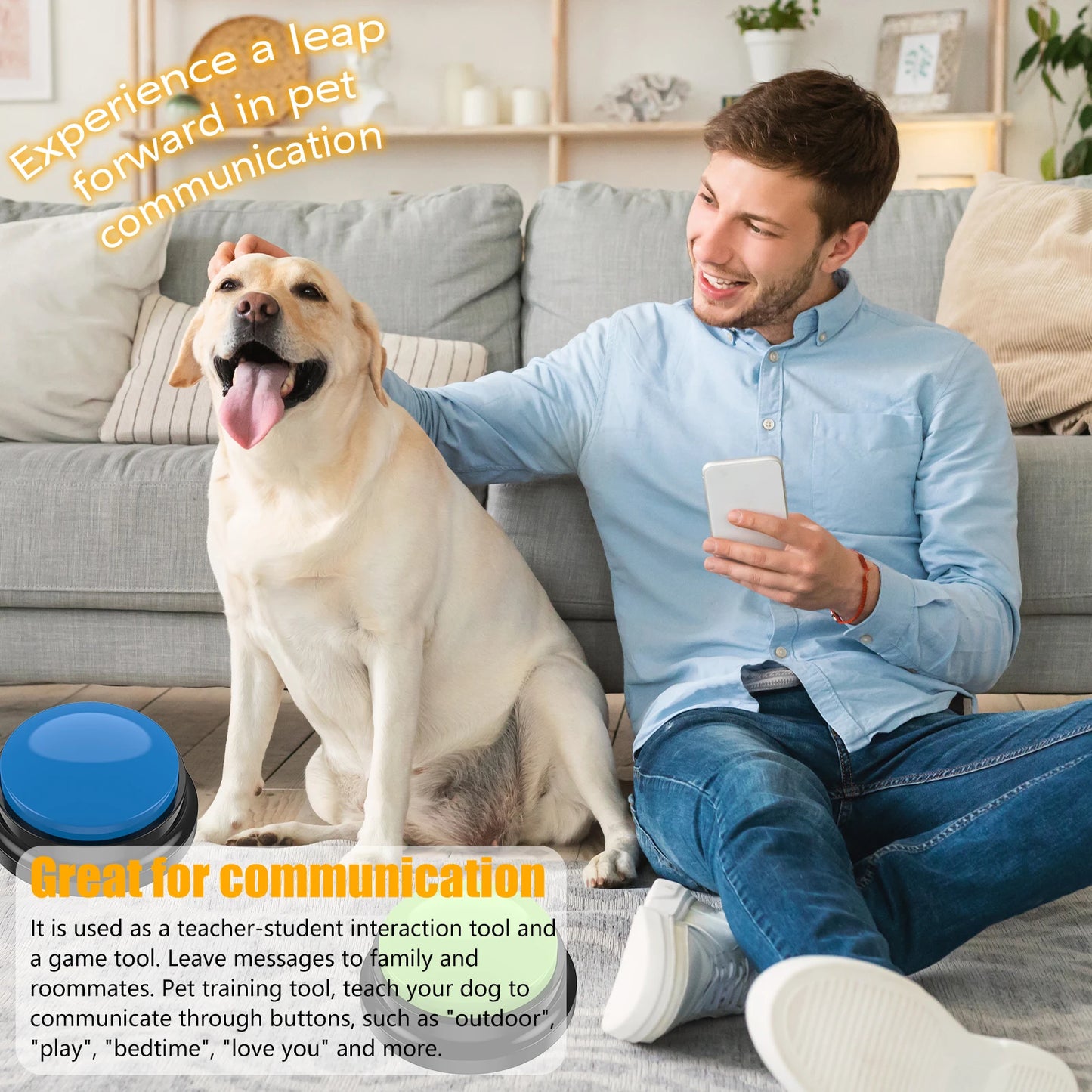 Dog Training Buttons Recordable Talking Pet Interactive Light
