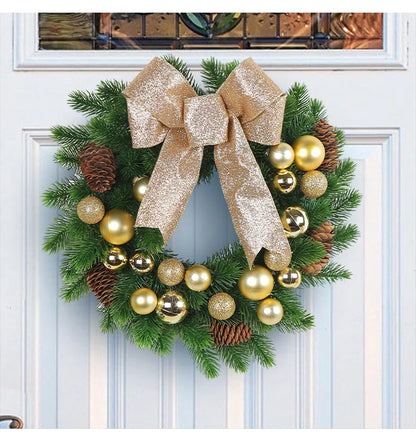 Christmas Wreath Bow Flower Door Hanging Decoration