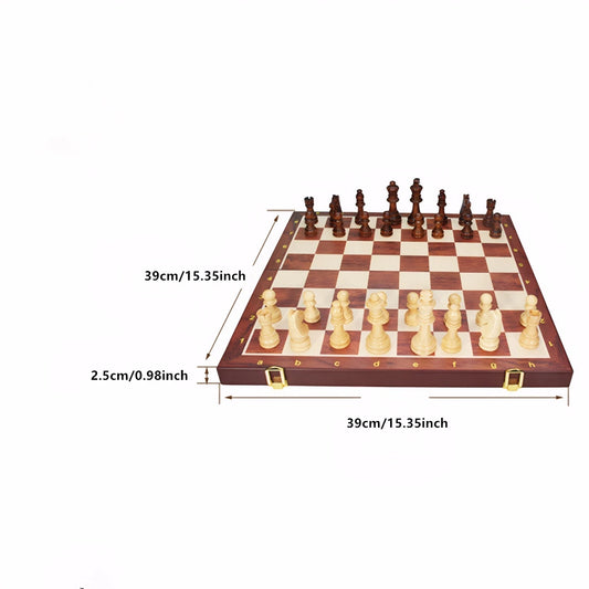 Chessboard Wooden Folding 39cm with Pieces