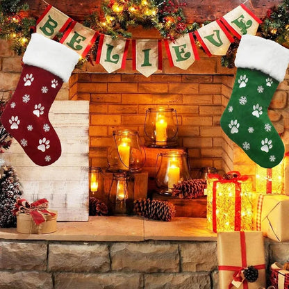 Personalized Christmas Socks with Pet Paw Print Design, Perfect Holiday Gift and Decoration for Home Parties, Festive Home Decor