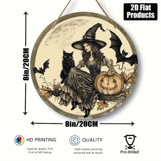 Wooden Halloween Sign Witch Pumpkin