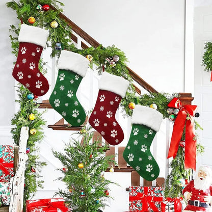 Personalized Christmas Socks with Pet Paw Print Design, Perfect Holiday Gift and Decoration for Home Parties, Festive Home Decor