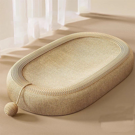 Cat Scratching Bed With Game BallLarge Oval Sisal BasinSofa ProtectorIndoor Cat Scratching BoardWear-resistant Pet Supplies