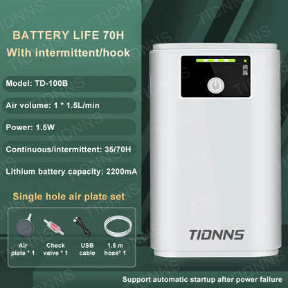 Aquarium Air Pump Rechargeable Silent USB Lithium Battery