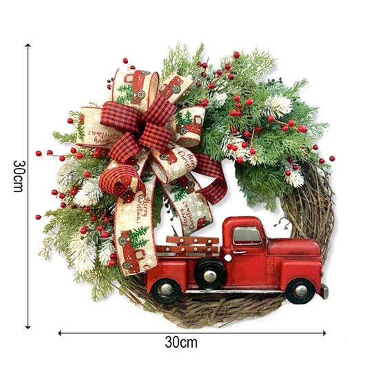 Christmas Wreath Red Truck Front Door Decoration