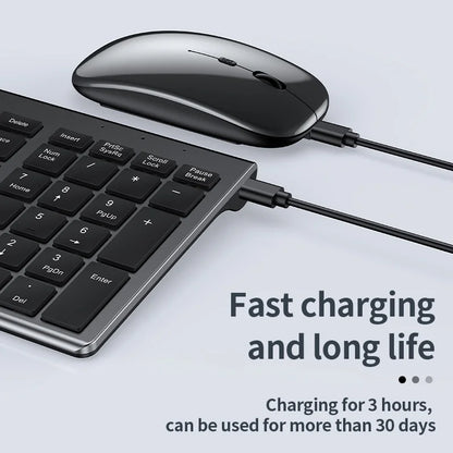 Slim Wireless Bluetooth Rechargeable Keyboard Mouse Set