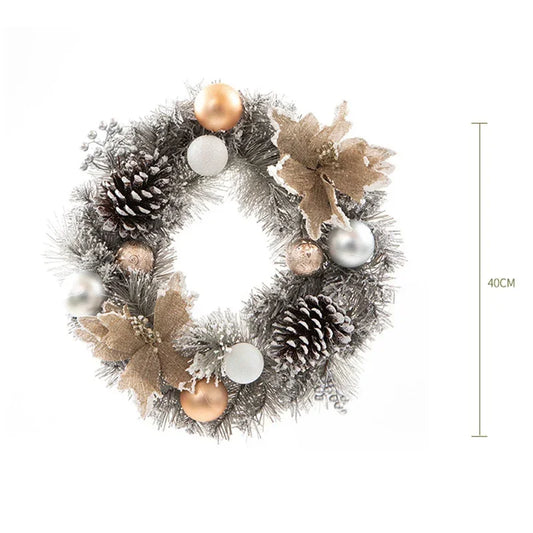 Christmas Wreath Silver Grey Pinecone Front Door Decoration