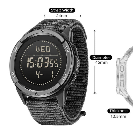 Men's Digital Sports Watch Carbon Fiber Compass Waterproof