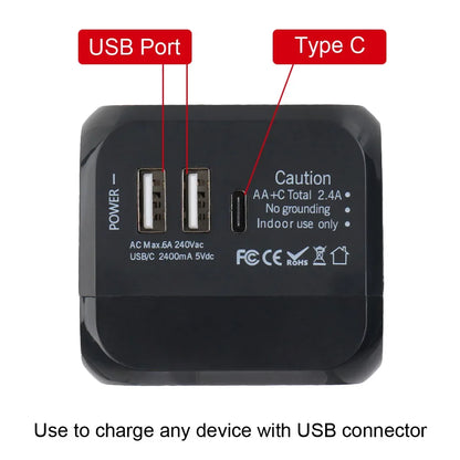 Travel Adapter Universal Wall Charger with USB Type C
