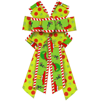 Christmas Bow with Red Green and Glitter Tree Topper