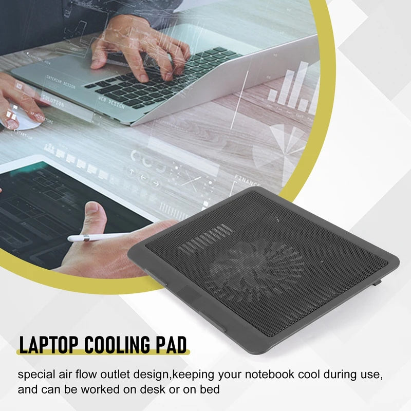Laptop Cooling Pad Silent Adjustable Stand 14-17 Inch