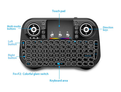 Mini Wireless Bluetooth Keyboard Backlit USB for Android PC