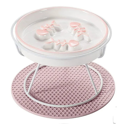 Cat Dog Feeder Bowl Raised Ceramic Slow Eating