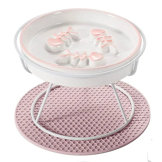Cat Dog Feeder Bowl Raised Ceramic Slow Eating
