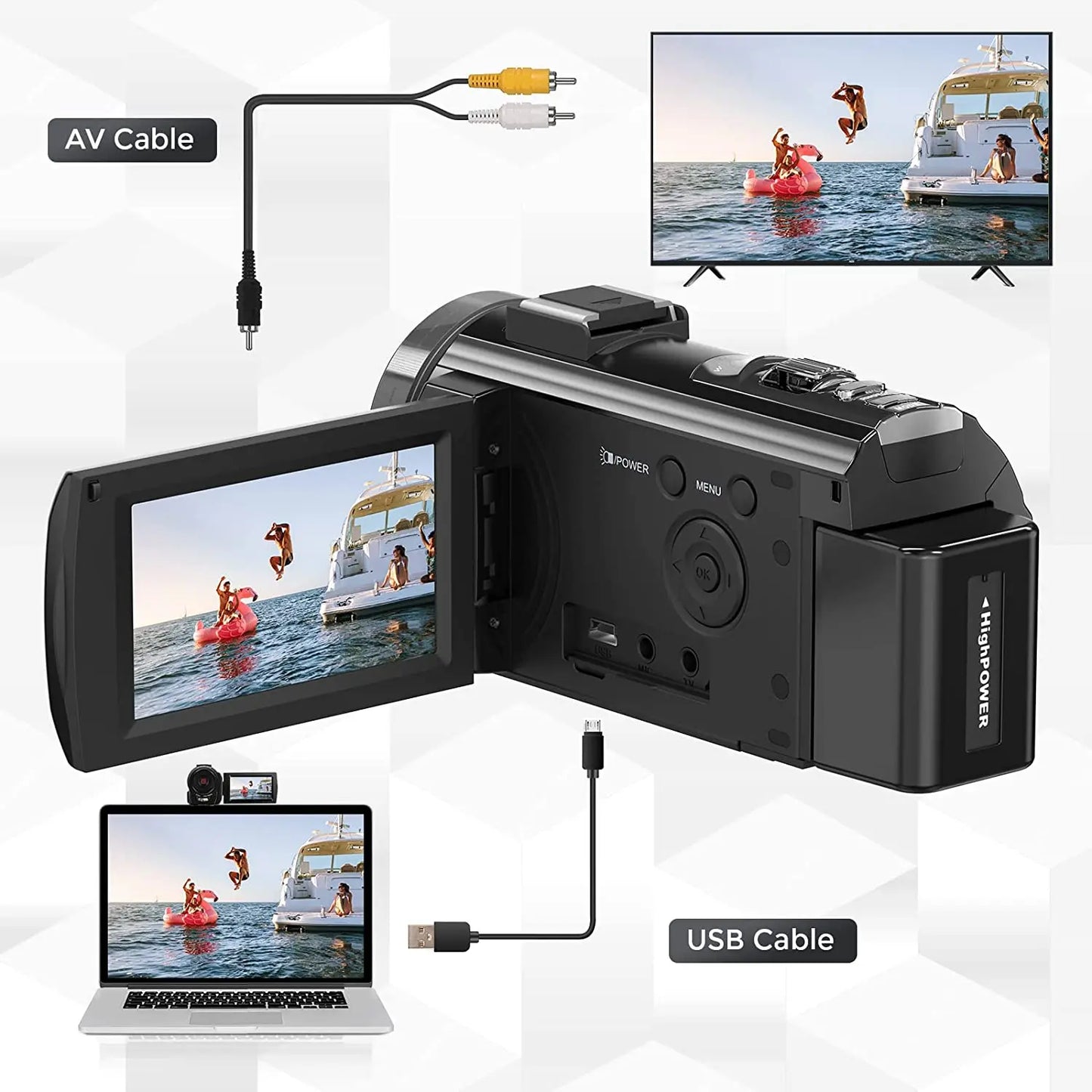 Digital Camera Video Camcorder with Rotating LCD Screen