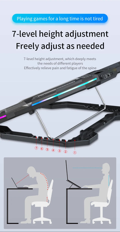 Laptop Cooling Pad RGB Stand with 6 Fans