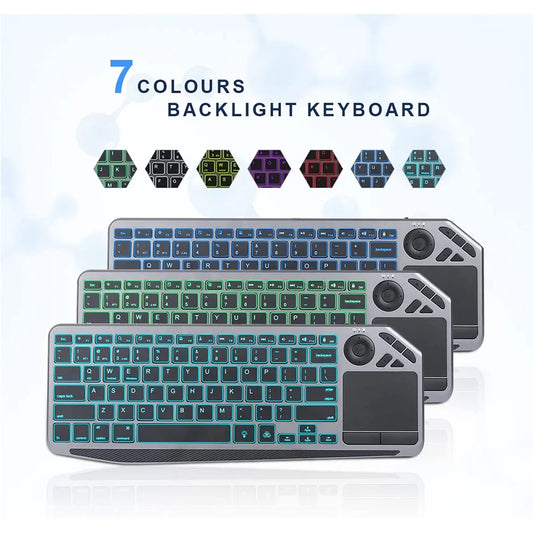 Rechargeable Wireless Bluetooth Keyboard with Touchpad & Backlight