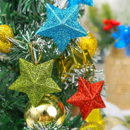 Christmas Star Ornaments with Glitter Hanging Decoration