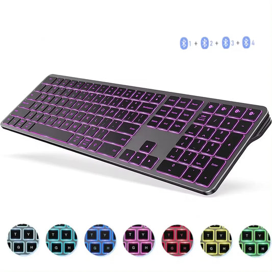 Multi-Device Bluetooth Wireless Rechargeable Keyboard with Backlight