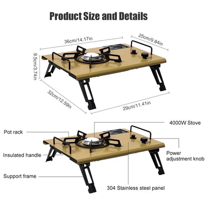 Gas Stove Portable Outdoor with Stainless Steel 4000W Burner