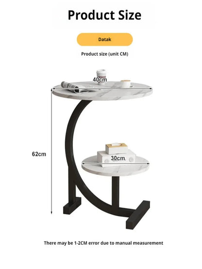 Mini Coffee Table Round Metal Modern Side Shelf