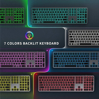 Multi-Device Bluetooth Wireless Rechargeable Keyboard with Backlight