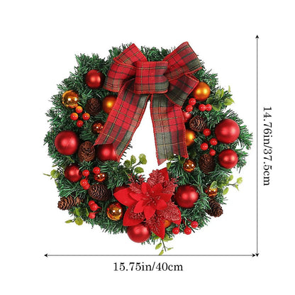 Christmas Wreath with Artificial Red Berry Bow Decoration