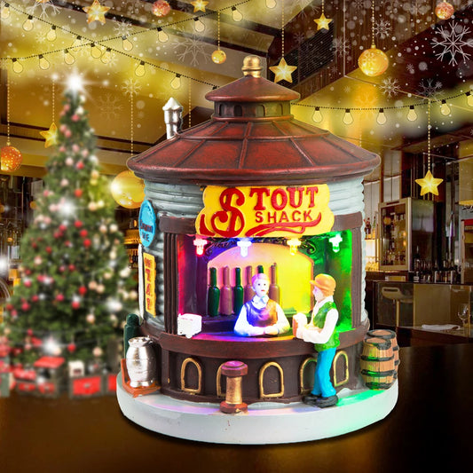 Christmas Village House with LED Light Up Figurine