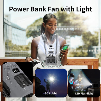 Outdoor Portable Fan Waist Neck with Dual Vent Rechargeable