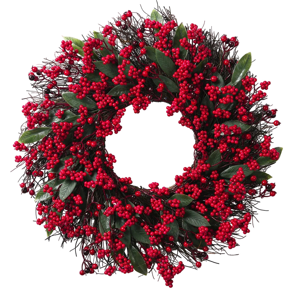 Christmas Wreath Front Door Red Berry Pine