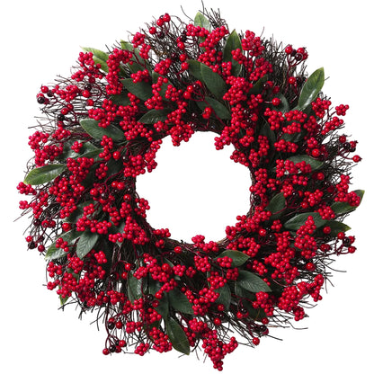 Christmas Wreath Front Door Red Berry Pine