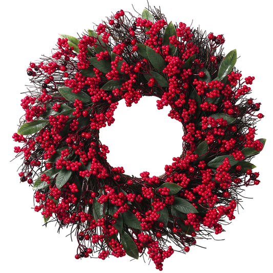 Christmas Wreath Front Door Red Berry Pine