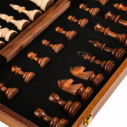 Chessboard Wooden Folding 39cm with Pieces