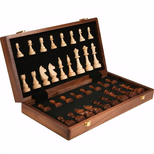 Chessboard Wooden Folding 39cm with Pieces