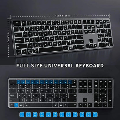 Multi-Device Bluetooth Wireless Rechargeable Keyboard with Backlight