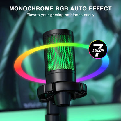 Gaming Microphone RGB USB Condenser with Tripod Stand