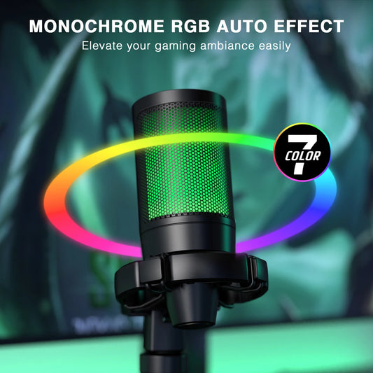 Gaming Microphone RGB USB Condenser with Tripod Stand