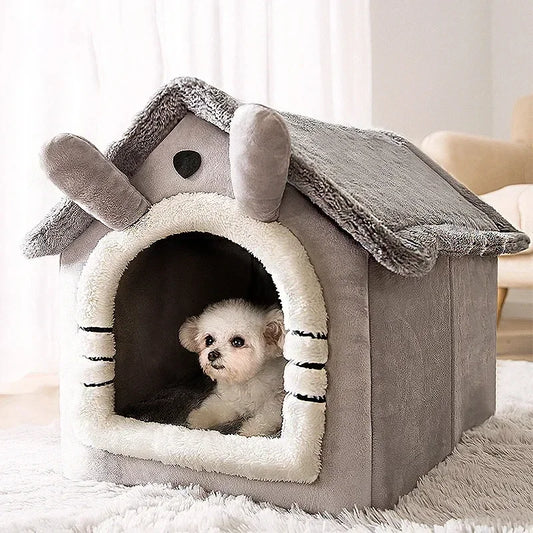 Pet House Folding Winter Bed with Removable Cover