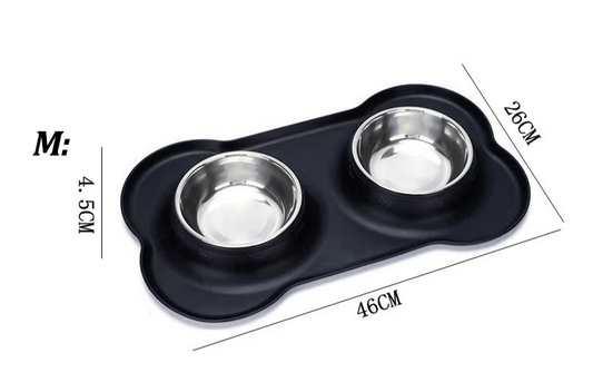 Pet Feeder Stainless Steel Double Bowl Anti-Spill