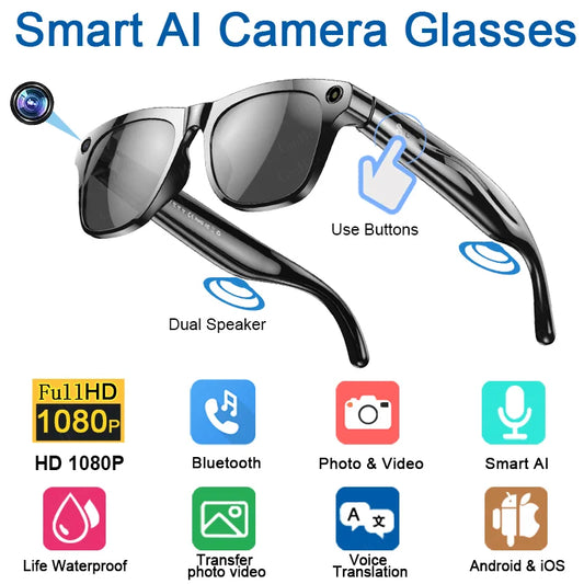 Smart Glasses 4K Camera AI Voice Bluetooth Call